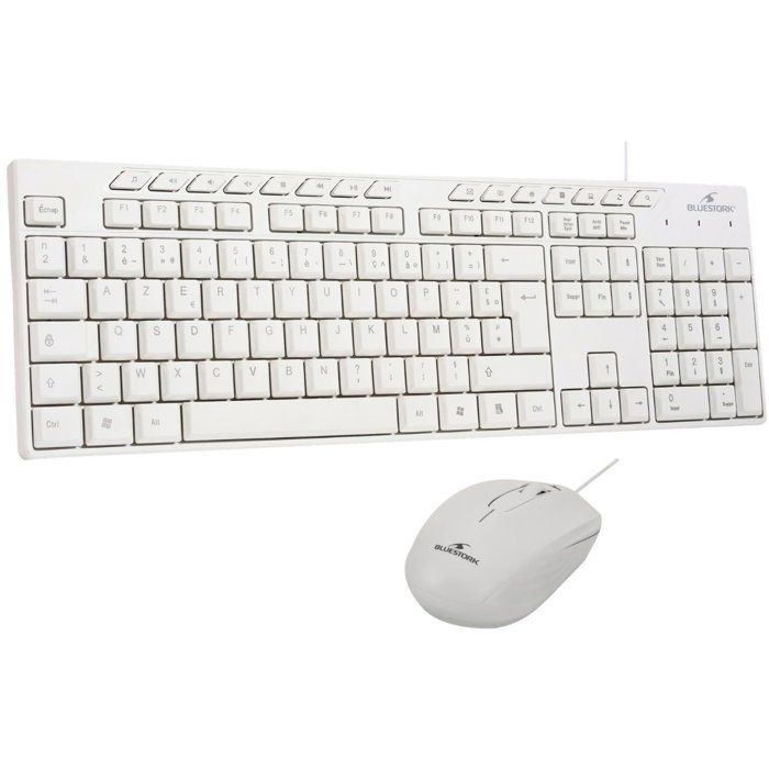 Set composto da tastiera e mouse cablati - 15 tasti di scelta rapida multimediali - BLUESTORK - Media Office - PACK-MEDIA-OFFW/FR - AZERTY