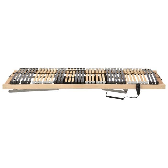 Base de cama eléctrica de láminas - vidaXL - 80x200 cm - 7 zonas de confort - Cabecero y piecero ajustables - Estructura de madera maciza de haya
