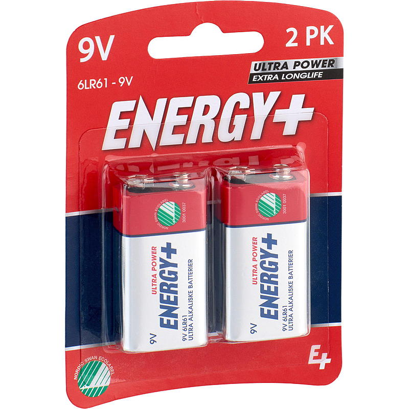 Energibatteri 9V 2-pak, ultrakraftigt, Energi