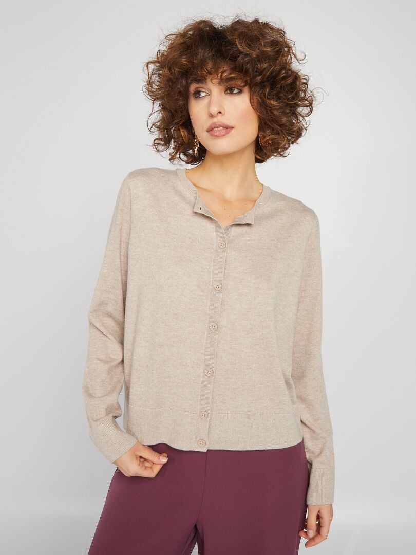 Vest met lange mouwen - BEIGE