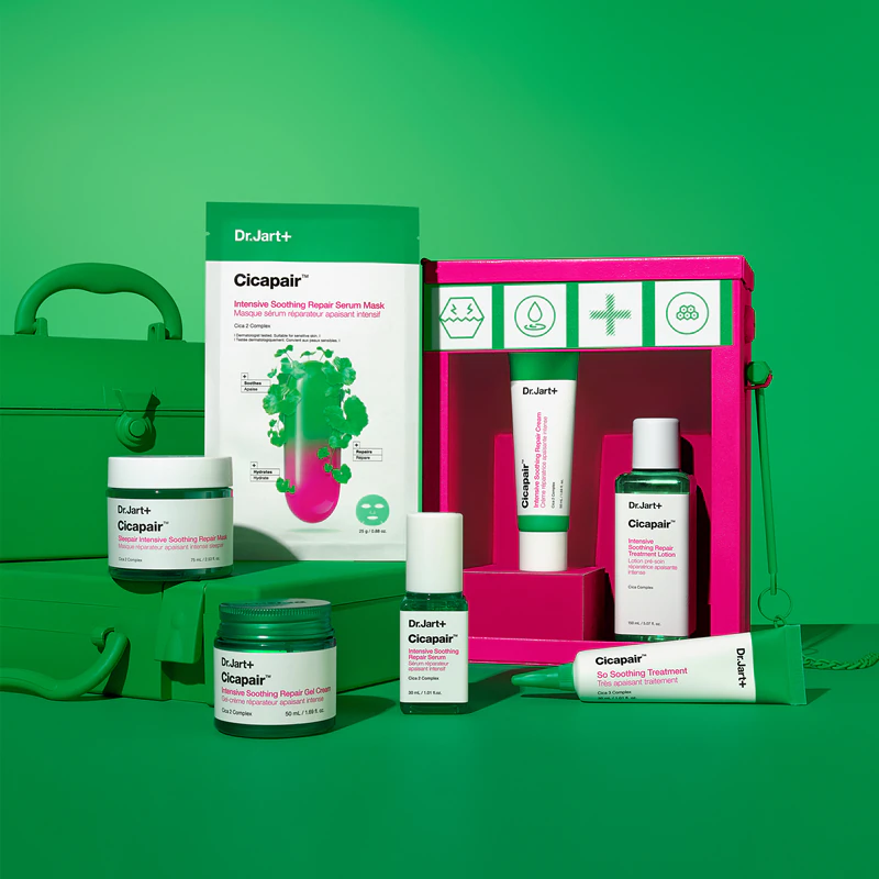 Máscara facial hidratante e calmante Dr. Jart+ Cicapair™ Intensive Soothing Repair Serum Mask.