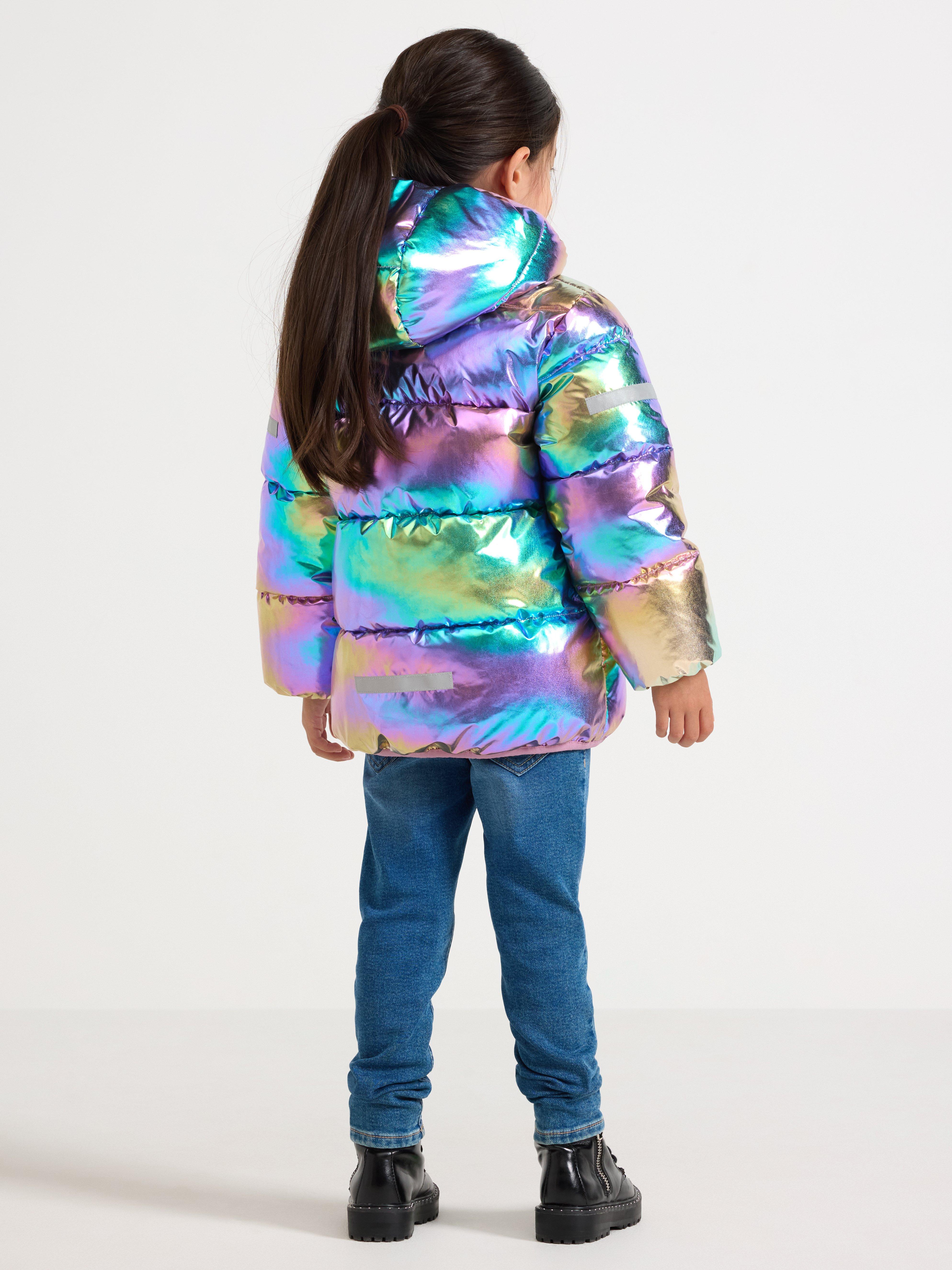 Chaqueta acolchada brillante color lila claro empolvado