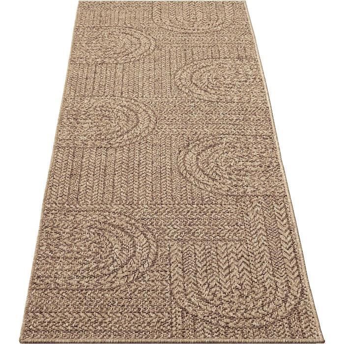 Utendørsteppe med jute-look - THE CARPET - 80x250 - UV-bestandig - Regnbuemønster (5006)