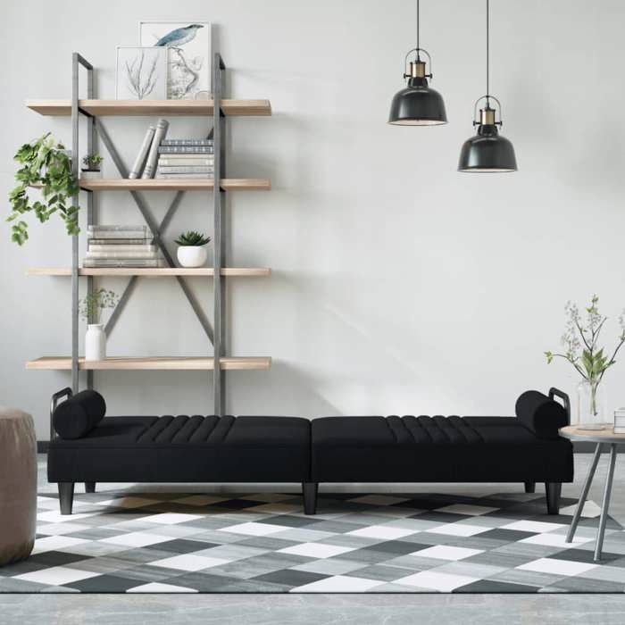 vidaXL Canapé-lit avec accoudoirs noir velours 351898