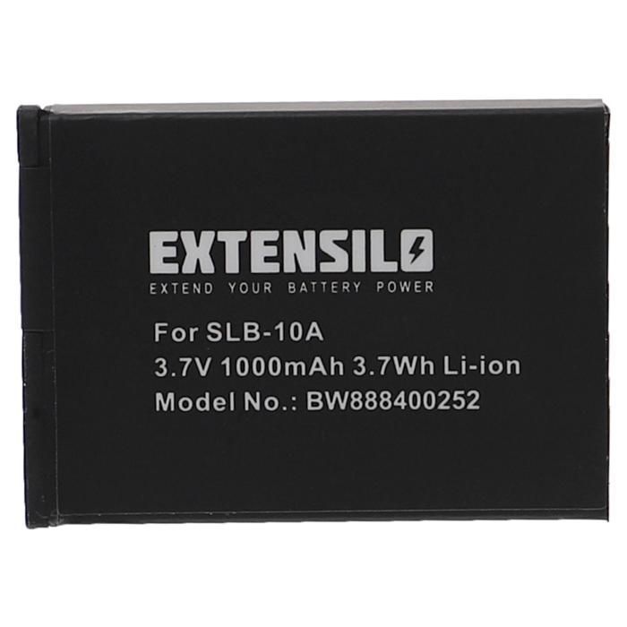 EXTENSILO Batterie remplacement pour Samsung SLB-10A pour appareil photo, reflex numérique (1000mAh, 3,7V, Li-ion)