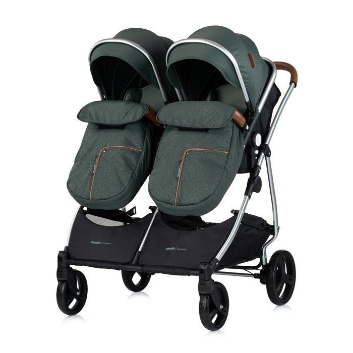 DUO SMART Stroller for twins or closely spaced children, 79 cm wide, Green, without car seat