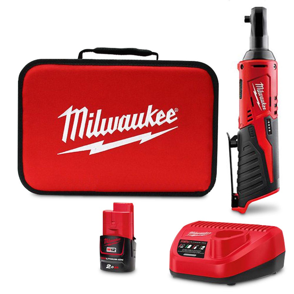 Conjunto de chave de impacto com catraca Milwaukee 12V 2.0Ah de 3/8