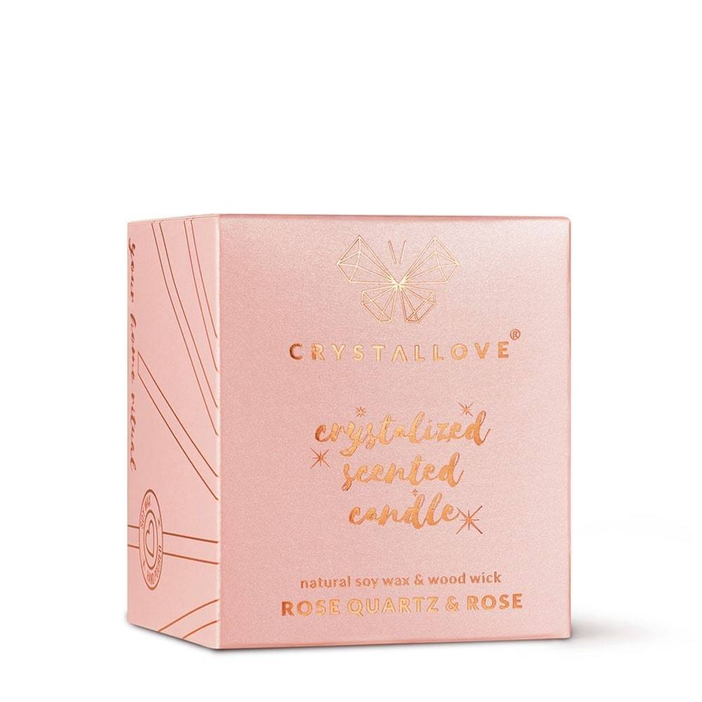 Crystallove svece, rožu kvarca sojas svece un roze - 1 gab.