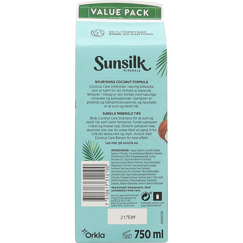 Sunsilk Shampoo 750 ml navulling Coconut Care Sunsilk