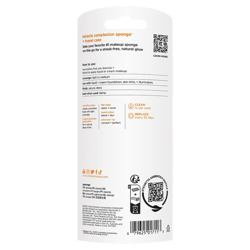 „Real Techniques Miracle Complexion“ kempinėlė + dėklas - 1 vnt.