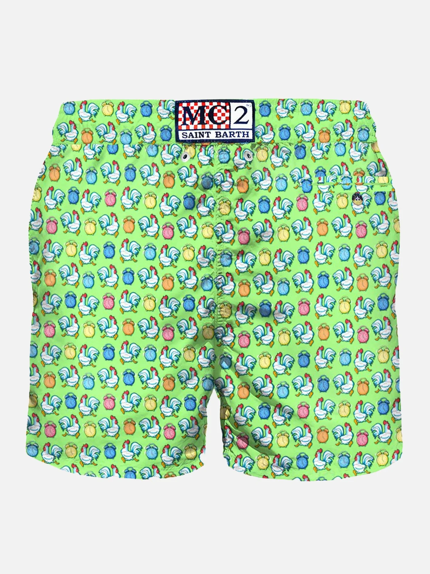 Herrenbadehose aus leichtem Stoff mit Hahnenmuster