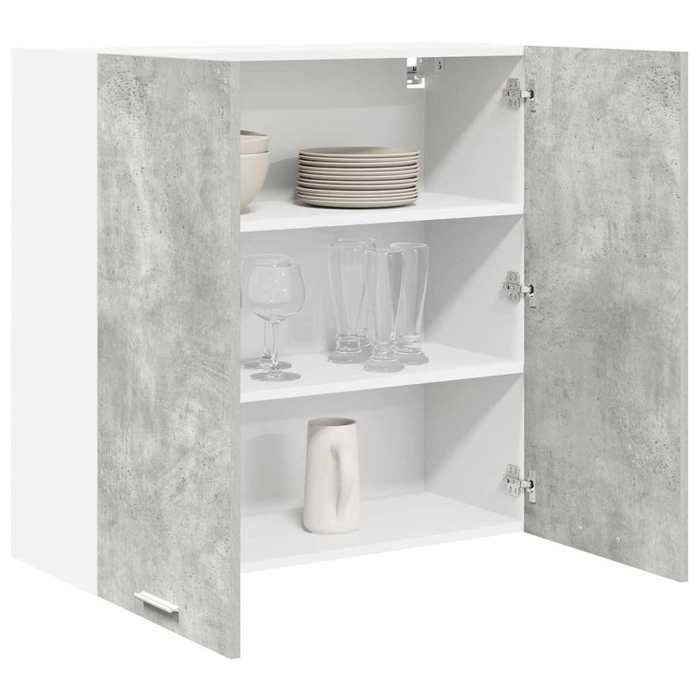 Armoire suspendue de cuisine - vidaXL - Riga - Gris béton - 80x31x80 cm - Bois d'ingénierie - Grand espace de stockage