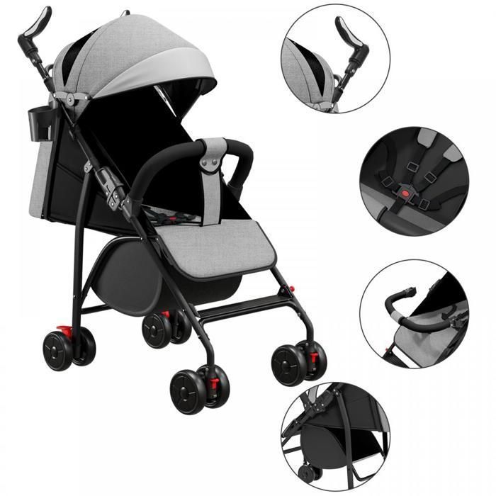 Cochecito de bebé 3 en 1 - MIPAN - Cochecito/Silla de paseo - Con accesorios, adaptadores universales + cesta espaciosa - Para niños de 0 a 4 años - Gris
