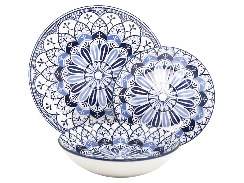 Komplet obiadowy 18 el. porcelanowy Lisboa niebieski