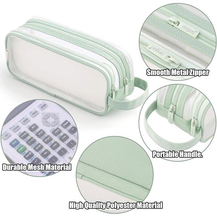 Trousse transparente en mesh, pour école/examens, unisexe.