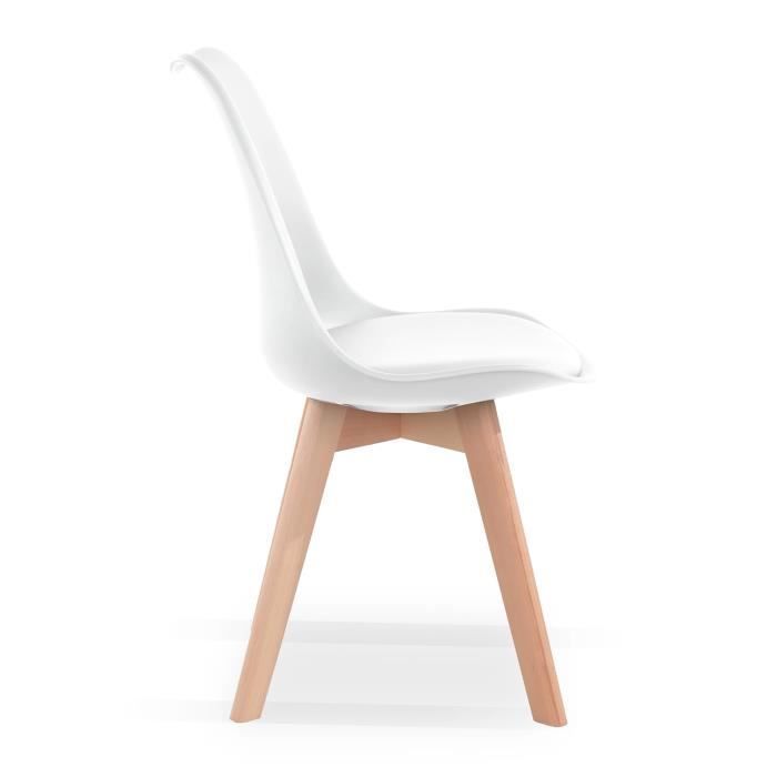 Sillas CATHERINA – Estilo escandinavo, madera, blancas (Juego de 6)