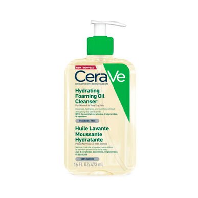 Limpiador facial espumoso hidratante en aceite CeraVe, aceite hidratante y reparador para piel seca, 473 ml