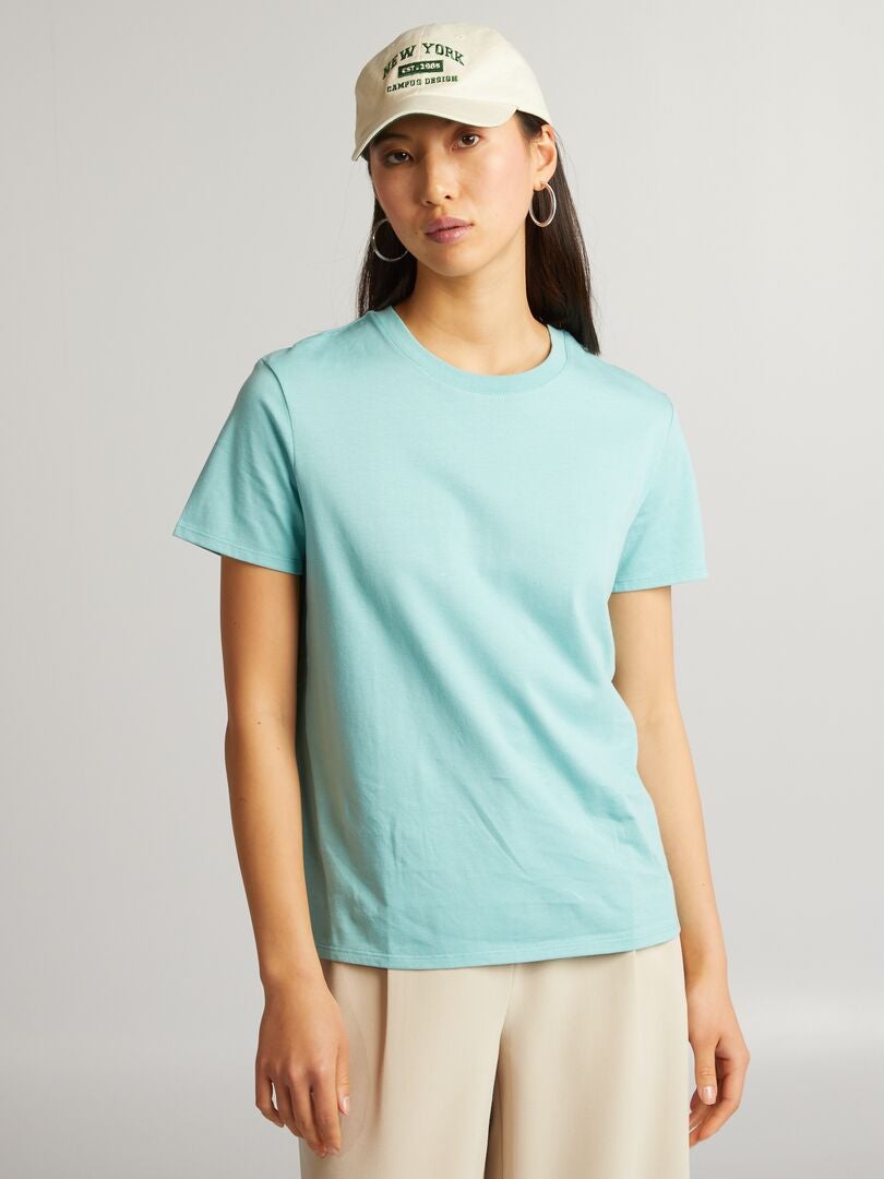 Camiseta de punto de color liso - AZUL