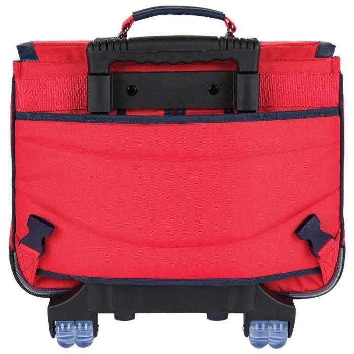 Cartable à roulettes - TANN'S - Maé - Rouge - 38 cm - Dinosaures brodés