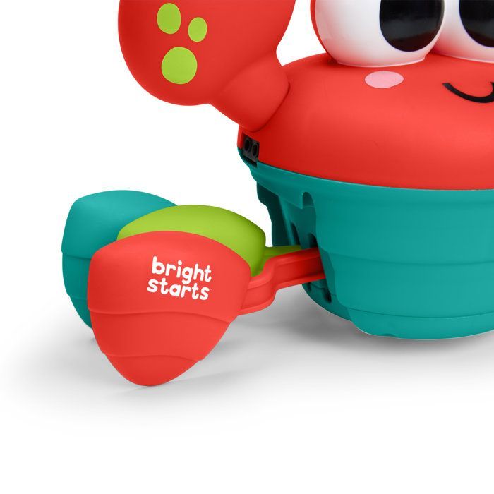 BRIGHT STARTS Loopkrab, Babyspeelgoed 6M+, Muzikaal speelgoed, Speelgoed voor grove en fijne motoriek, Obstakelsensoren, Rood