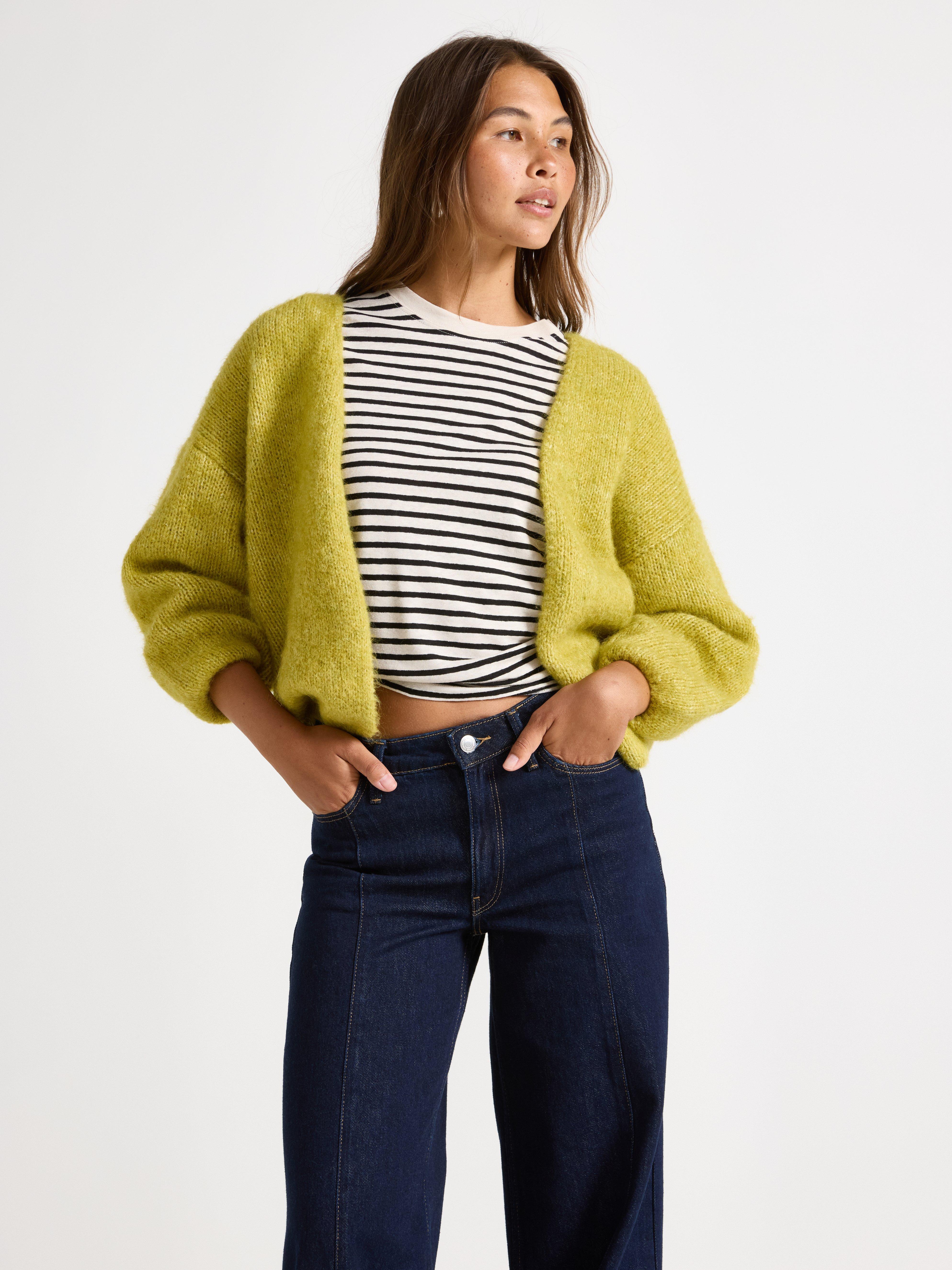 Strikket cardigan lys grønn