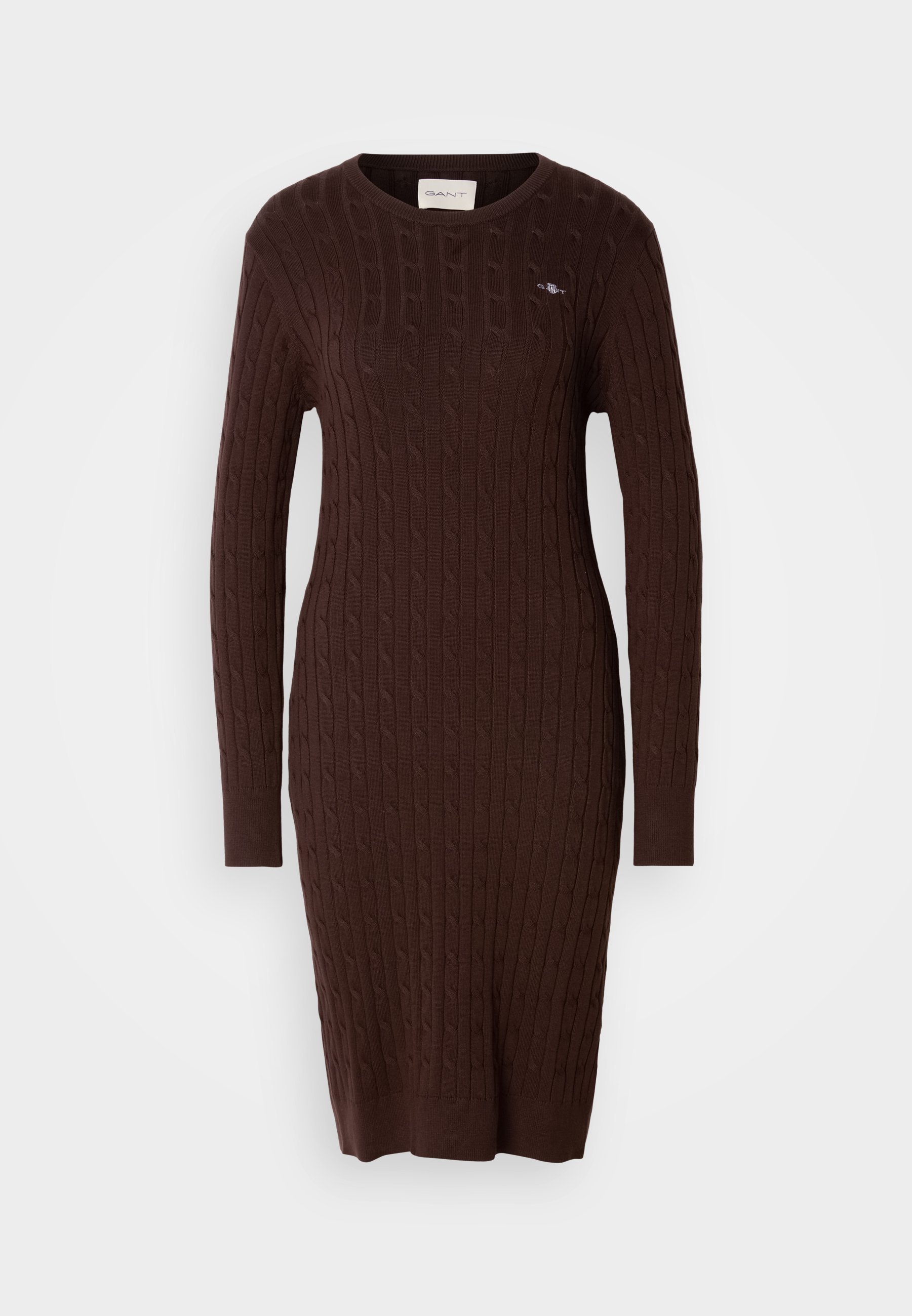 Vestido Gant Cable com decote em C - Vestido reto - marrom escuro