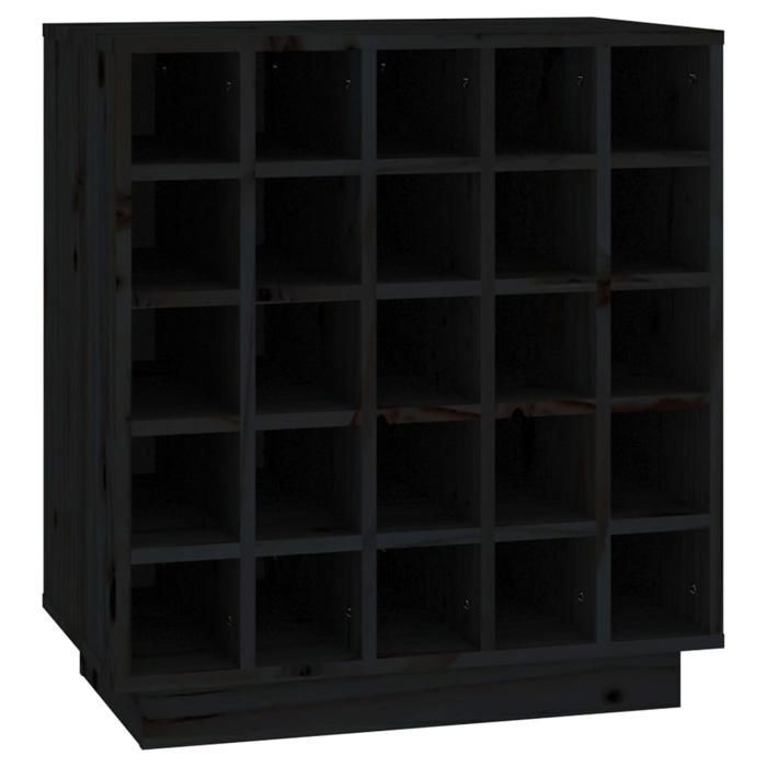 Noir Armoire à vin/Porte Bouteille - CLARENCE - Noir 55,5x34x61 cm Bois de pin massif LV1155
