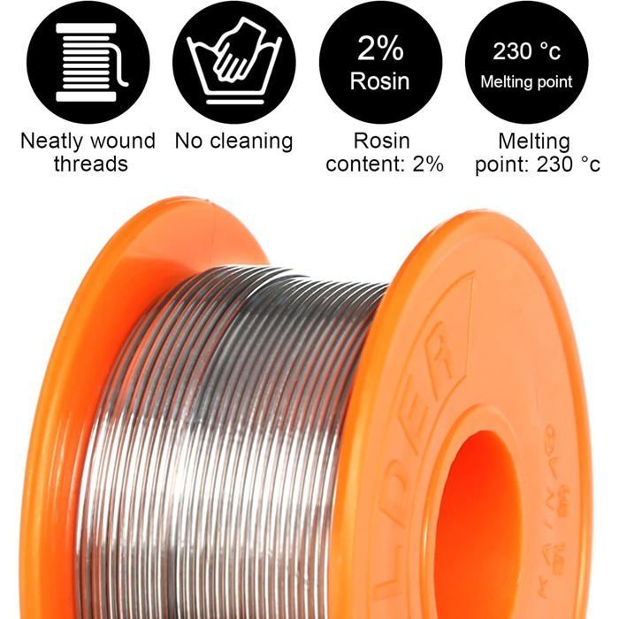 Fil de soudure à colophane - VIREX® - 4 pièces - 0,6/0,8/1 mm - 50g par rouleau - Flux intégré - Haute qualité