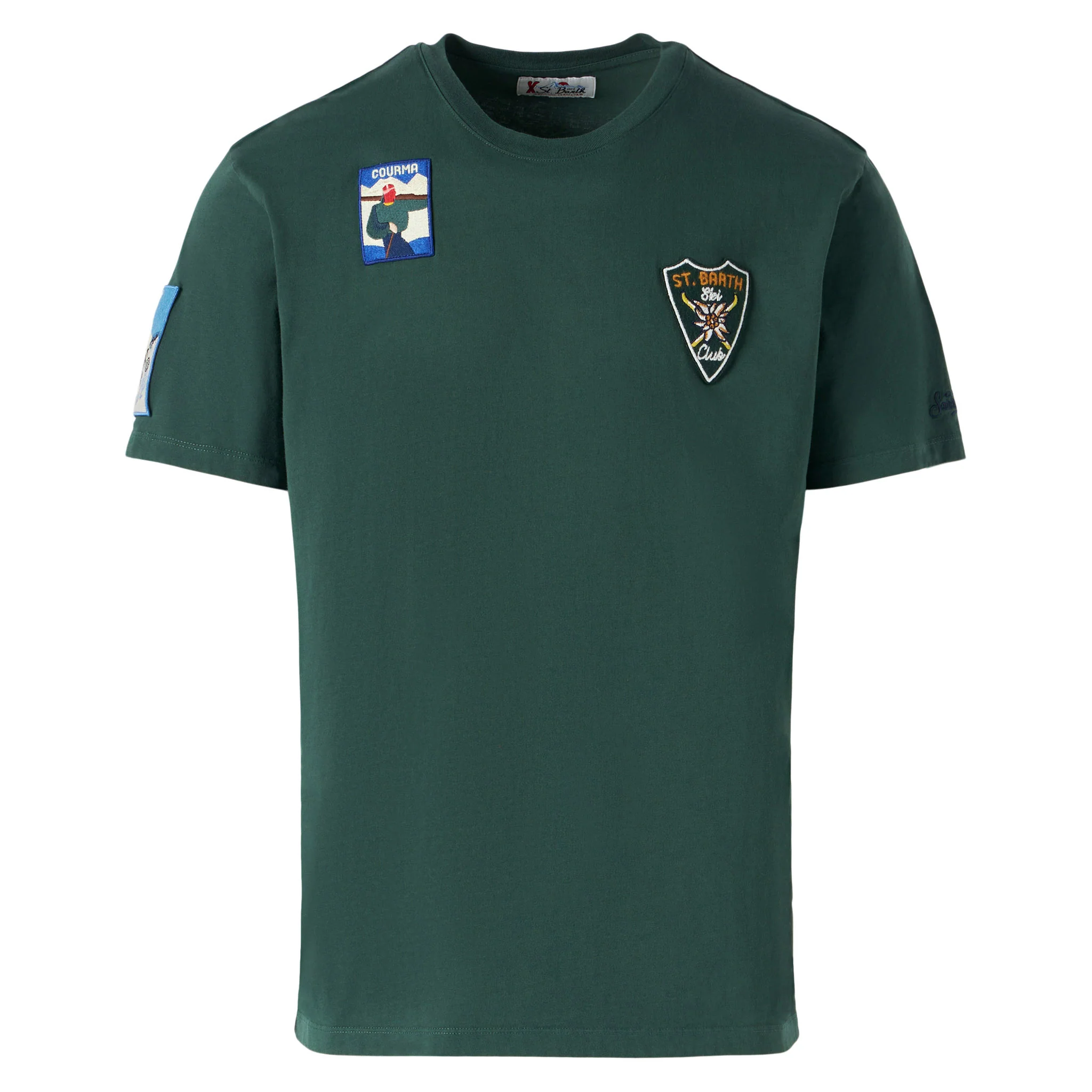 Bosgroen heren T-shirt met patches