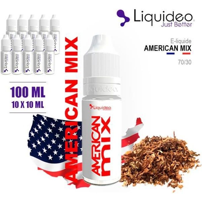 Liquido per sigaretta elettronica al gusto American Mix, 100 ml, 6 mg di nicotina - 10 x 10 ml - Marca Liquideo