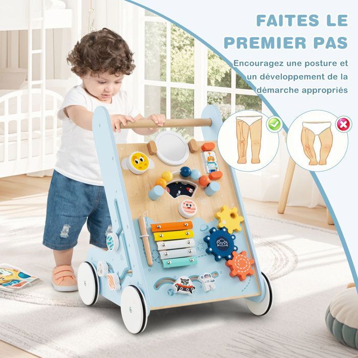 Andador de madeira LIFEZEAL para bebês a partir de 1 ano, andador multifuncional conversível 8 em 1, centro de atividades com xilofone.