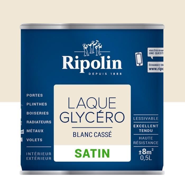 RIPOLIN Glycero Decorative Lacquer for Interior & Exterior Use - Off-White Satin, 0.5L