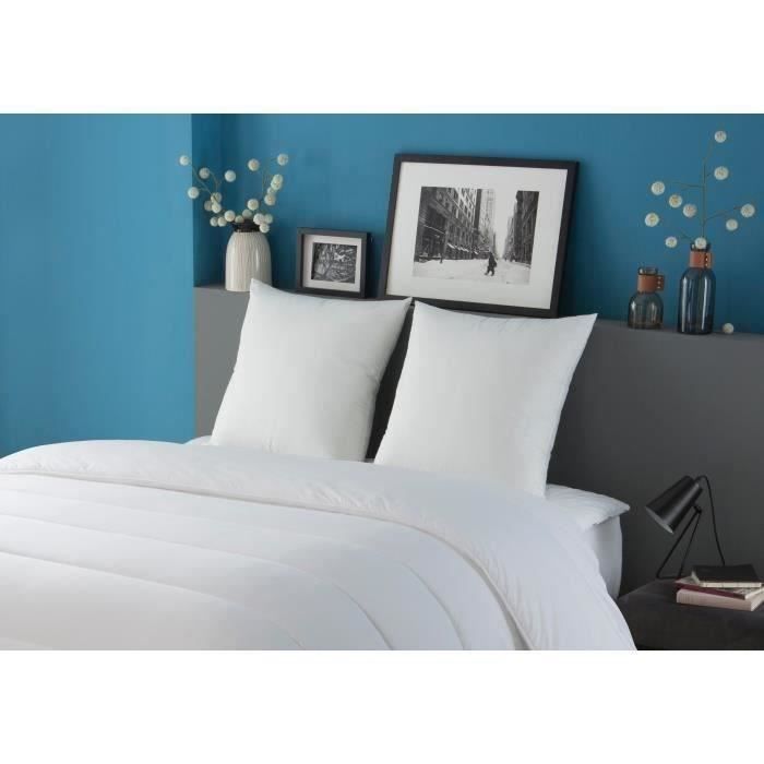 DODO Juego de 2 almohadas modernas - 60 x 60 cm - Relleno de fibra siliconada hueca 100% poliéster - Blanco