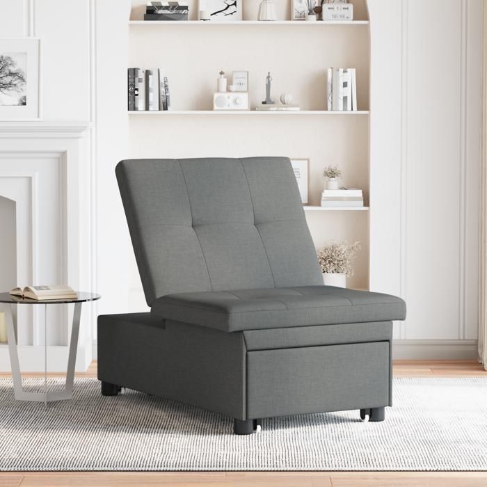 309685& Canapé-lit 3-en-1,Lit banquette,convertible - Style Néo, Tissu Gris Foncé