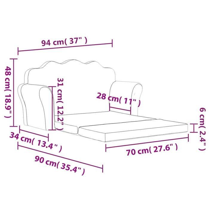 vidaXL Children's 2-Seater Sofa Bed, Daybed with Backrest and Armrests, Guest Bed for Toddlers' Bedroom, Light Grey 357058