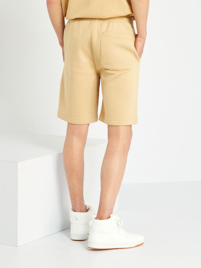Bermudashorts van fleecestof - BEIGE