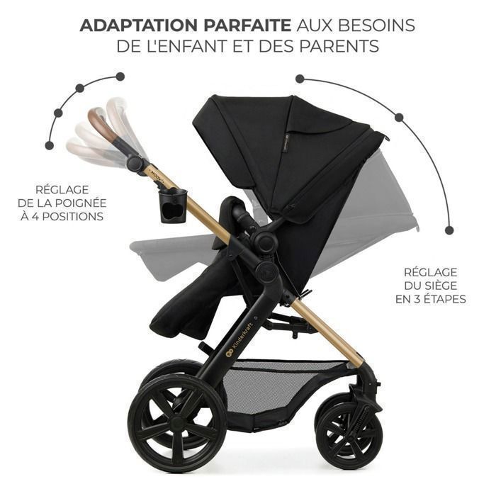 Poussette Kinderkraft MOOV2 3 en 1 avec siège auto MINK PRO I-SIZE