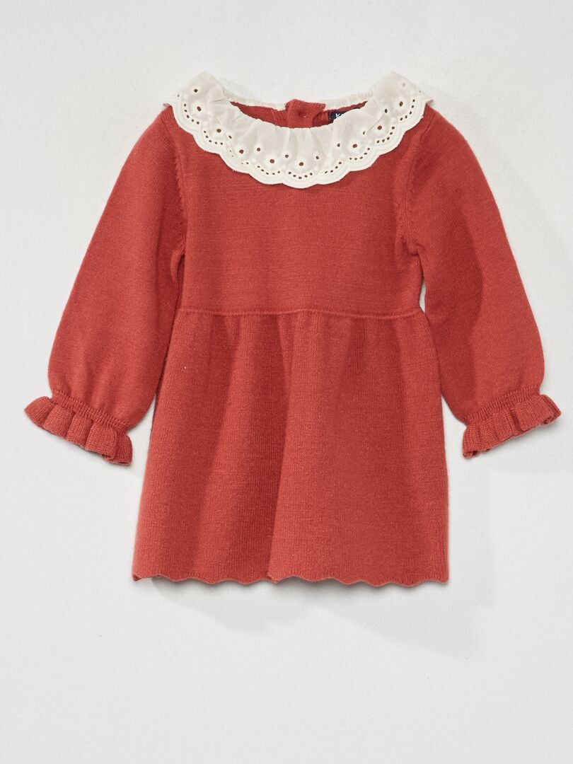 Gebreide jurk + panty - 2-delig - ROOD