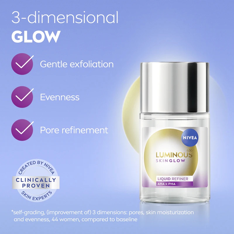 NIVEA Luminous 630 Skin Glow izlīdzinoša procedūra ar izgaismojošu efektu