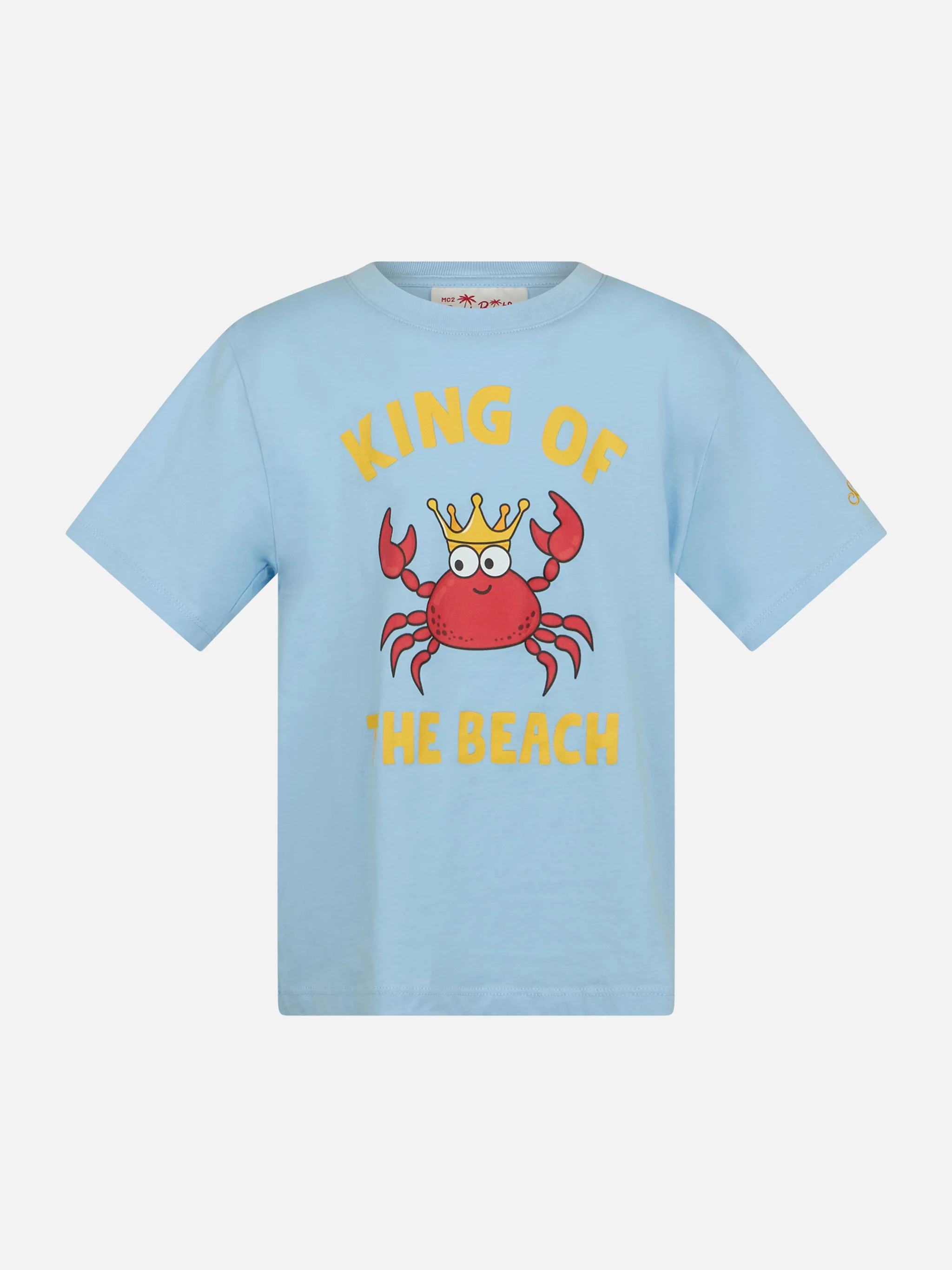 T-shirt van katoen met krabprint van King of the Beach voor jongens