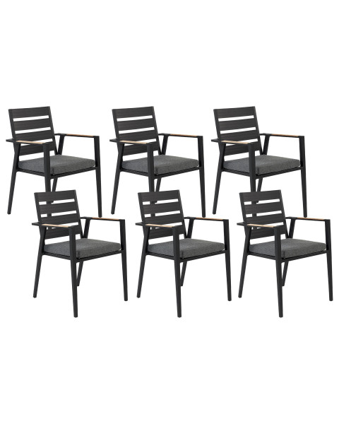Zestaw 6 krzeseł czarny aluminium ogród
