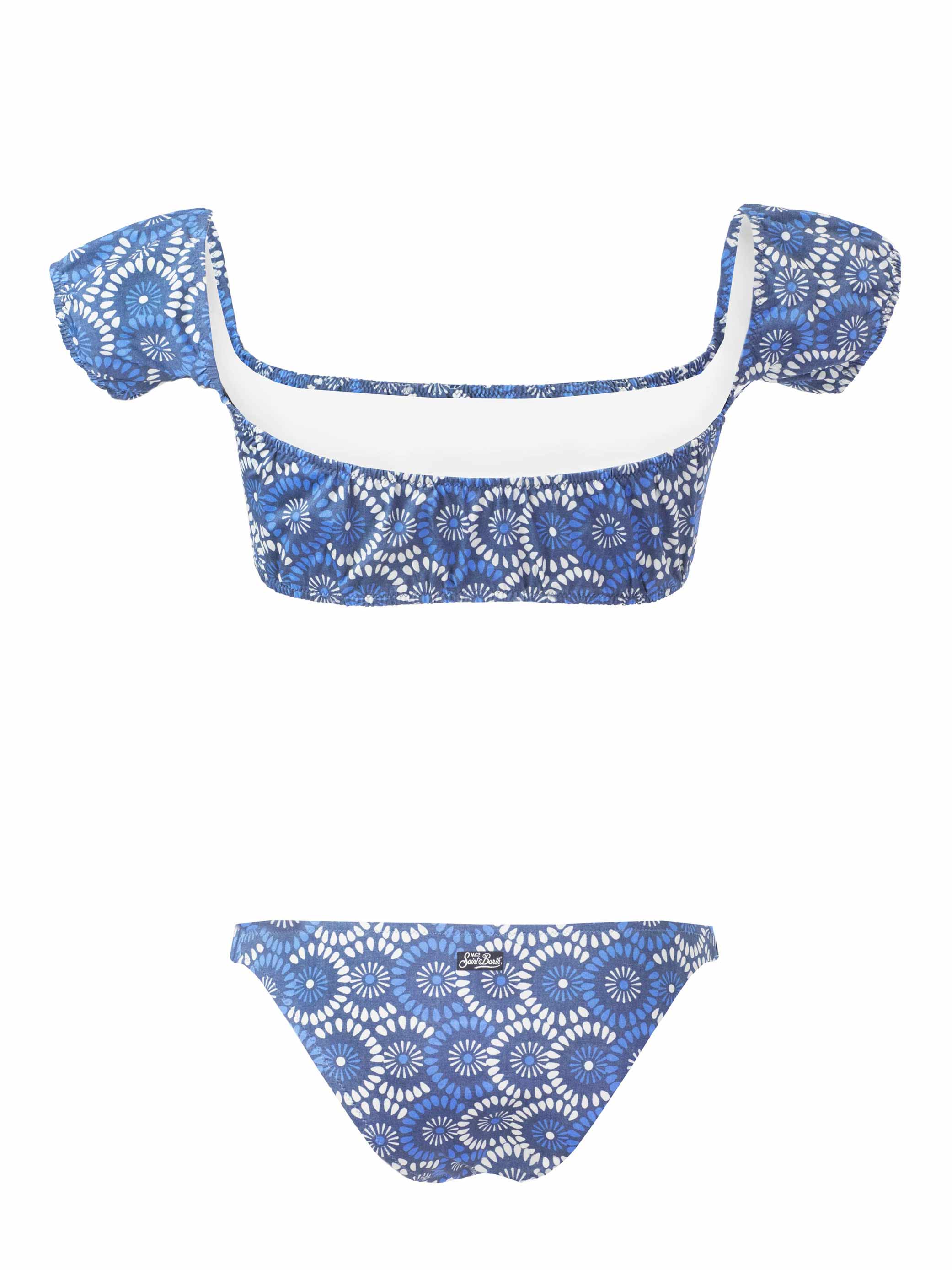 Bikini bandage en denim fleuri