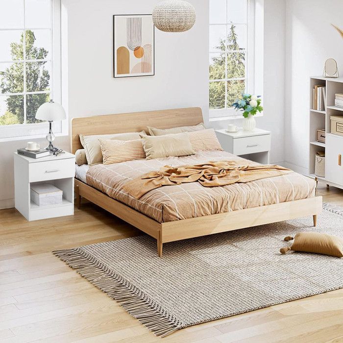 Mesita de noche, cómoda de dormitorio con 1 cajón, apta para salón o dormitorio, 39 x 29 x 41 cm, blanca.