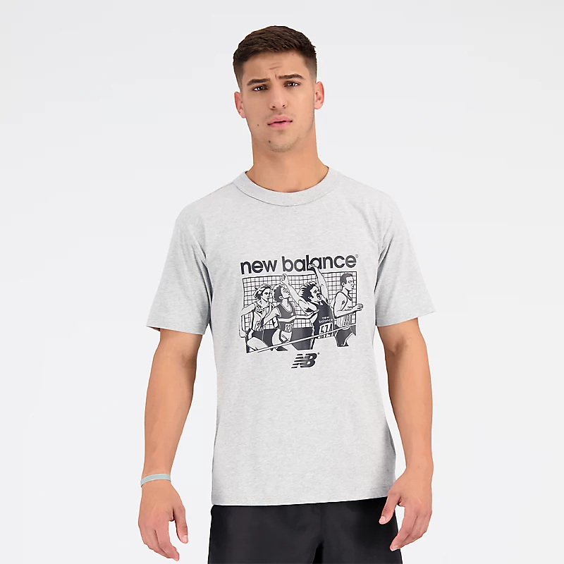 Męska koszulka T-skjorte friidrett Remastered Graphic Cotton Jersey med krótkim rękawem - ATHLETIC GREY