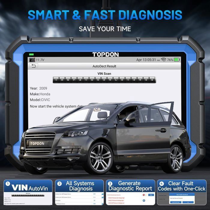 TOPDON ArtiDiag Pro V2.0 Outil de Diagnostic Valise Diagnostic Auto 35+ Services de Maintenance Codage ECU/en Ligne en Français