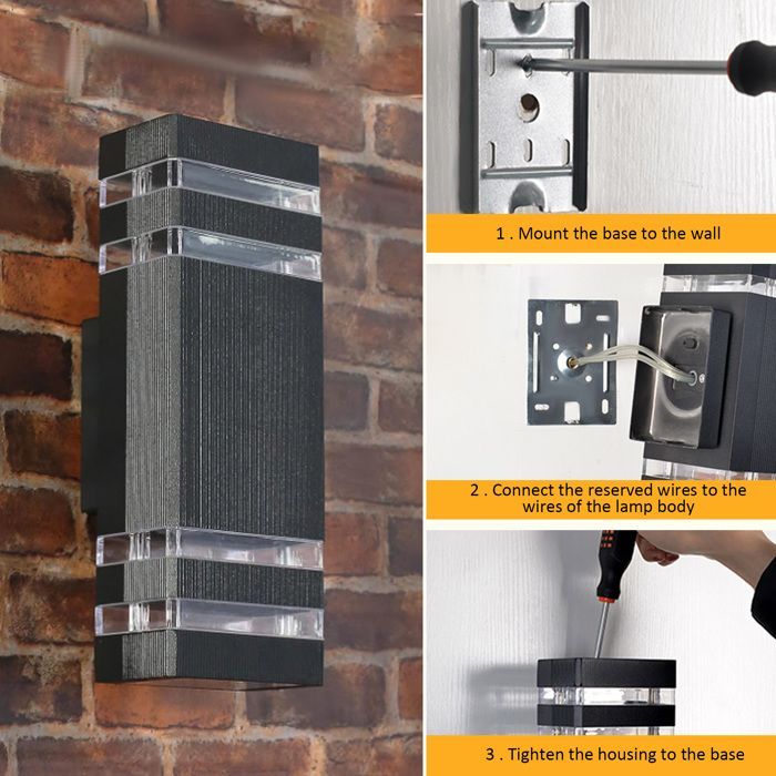 Aplique de pared LED para exteriores de 2 piezas, lámpara de pared exterior impermeable IP65, aplique de pared moderno color antracita