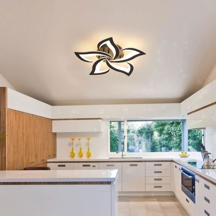 Lámpara de techo LED negra DORLINK de 5 cabezales, 60 W, 4700 lúmenes, ajustable de 3000 a 6500 K, lámpara de techo moderna para sala de estar, dormitorio y comedor.