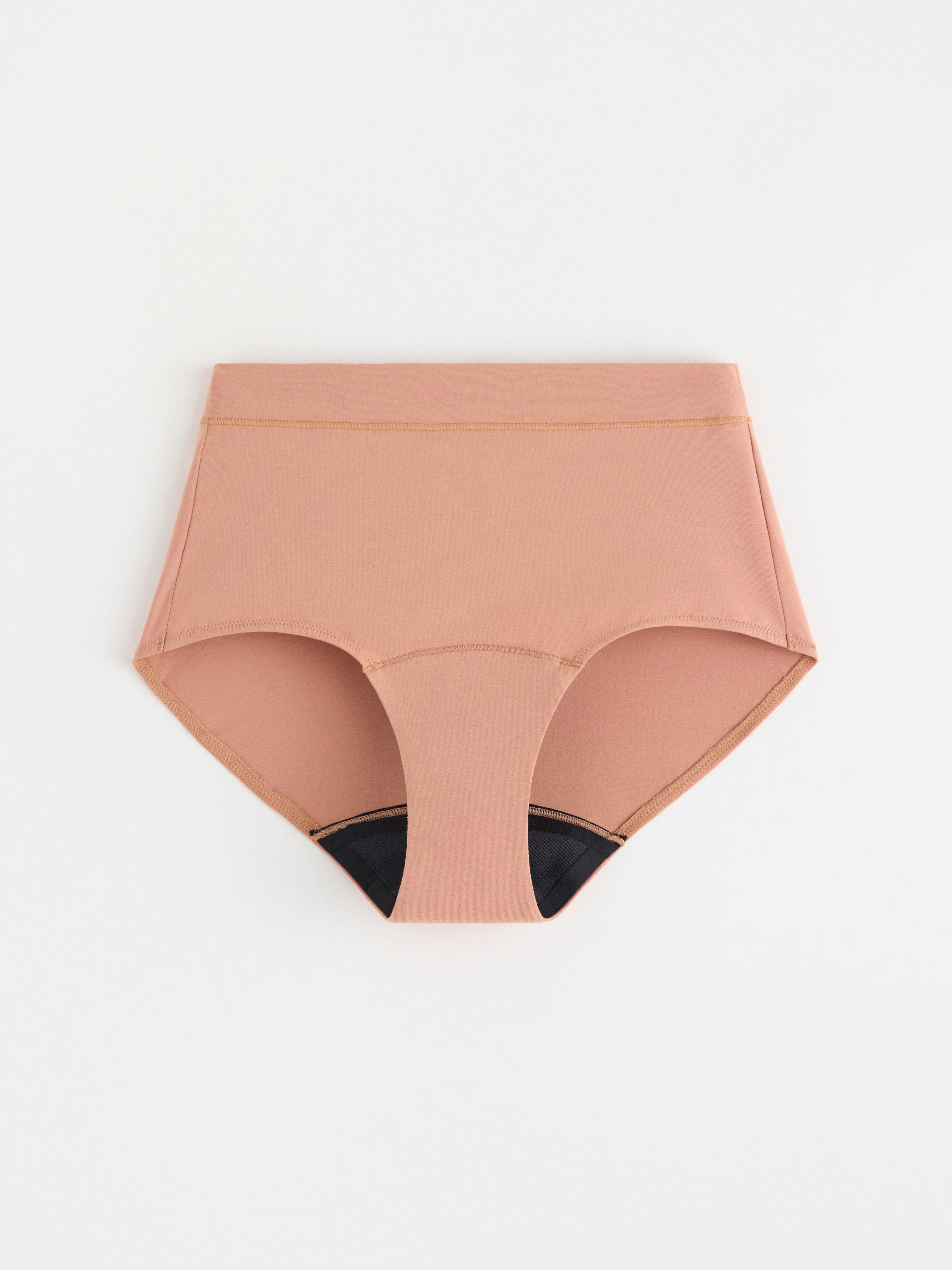 Høyabsorberende menstruser – høy midje – Female Engineering Dark Beige