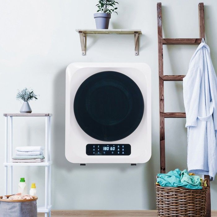 Sèche-linge gaz 3-4kg inox 850W 6 programmes - Filtration multi-étapes - Fixation murale,Blanc 48x40x58cm