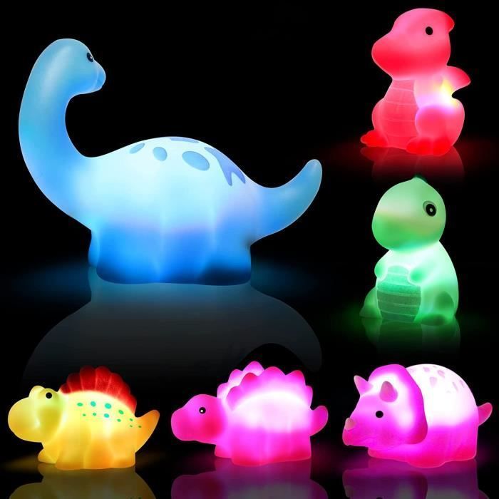 Juguetes de baño - Dinosaurio - 6 piezas - Con luz - Vinilo - Unisex